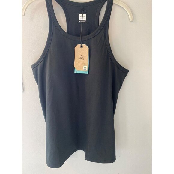 PrAna Becksa Crew Neck Tank Top 2xl Solid Black shelf bra NWT - Picture 2 of 5
